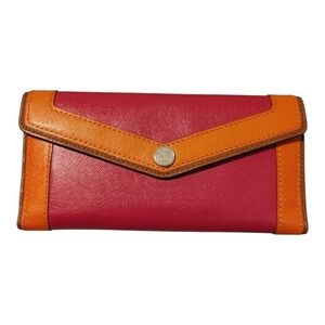 Michael Kors Color Block Leather‎ Flap Trifold Envelope Wallet Logo